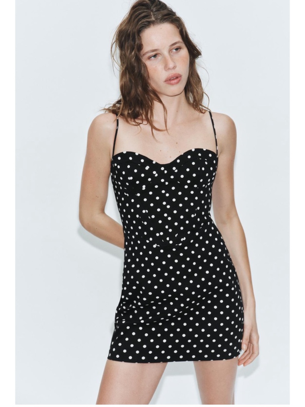 ZARA NWT Polka Dot Strap Midi Dress